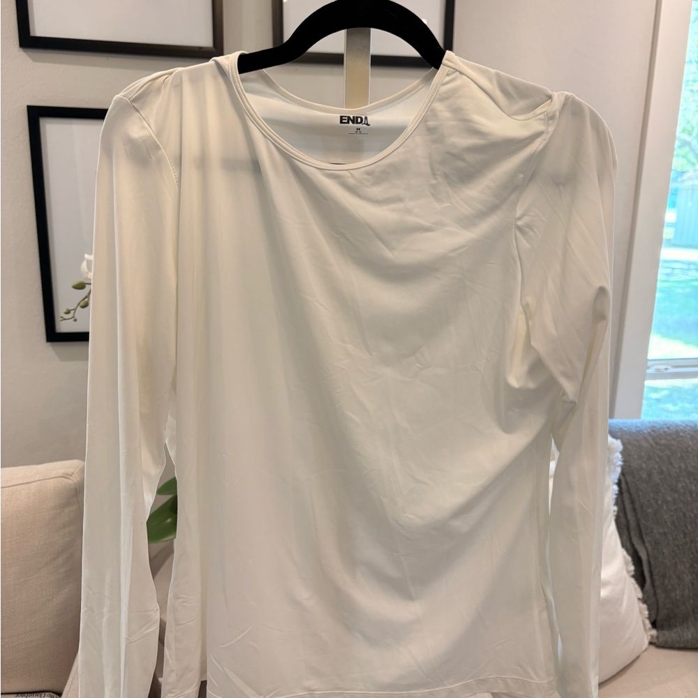 Lands' End White Long Sleeve Crewneck Tee